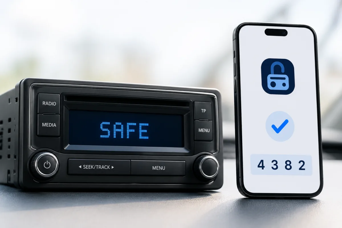 Radio samochodowe z kodem odblokowującym na telefonie